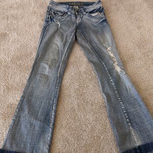 Womens Hydraulic Jeans sz 3/4 Three Four Washed Ripped Bootcut